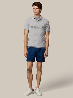 Hackett London Heritage Cotton Classic Fit Short Sleeve Polo Shirt, Light Grey Marl - view 2, Light Grey Marl