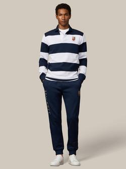 Hackett London Long Sleeve Stripe Cotton Rugby Shirt, Optic White/Navy - view 2, Optic White/Navy