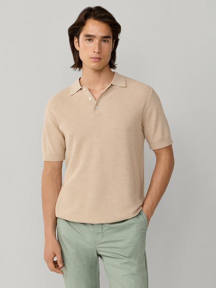 Hackett London Cotton Blend Regular Fit Polo Shirt, Natural Beige