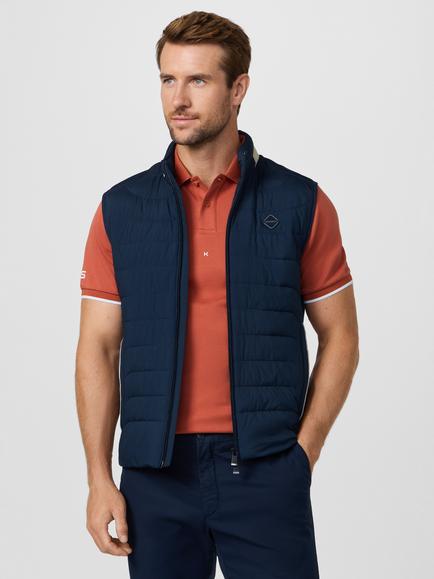 Hackett London Sport Hybrid Baffled Stitch Gilet, Navy