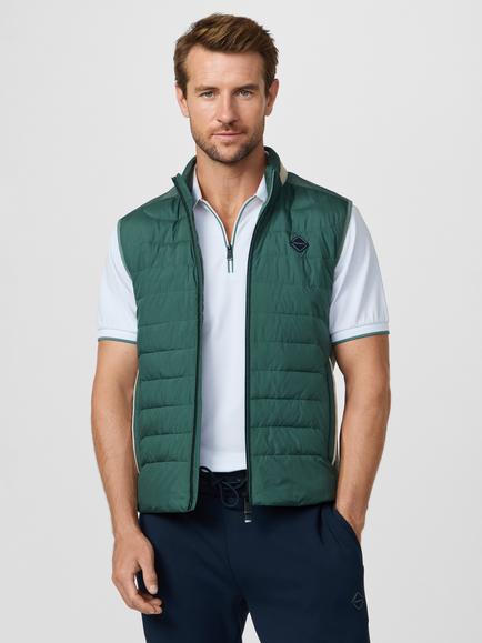 Hackett London Sport Hybrid Baffled Stitch Gilet, Sage Green