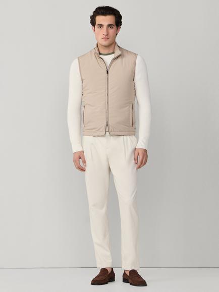 Hackett London Windsor High Collar Gilet - view 2, Taupe Beige