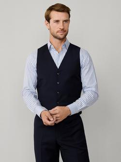 Hackett London Clapham Block Wool Waistcoat, Midnight Blue