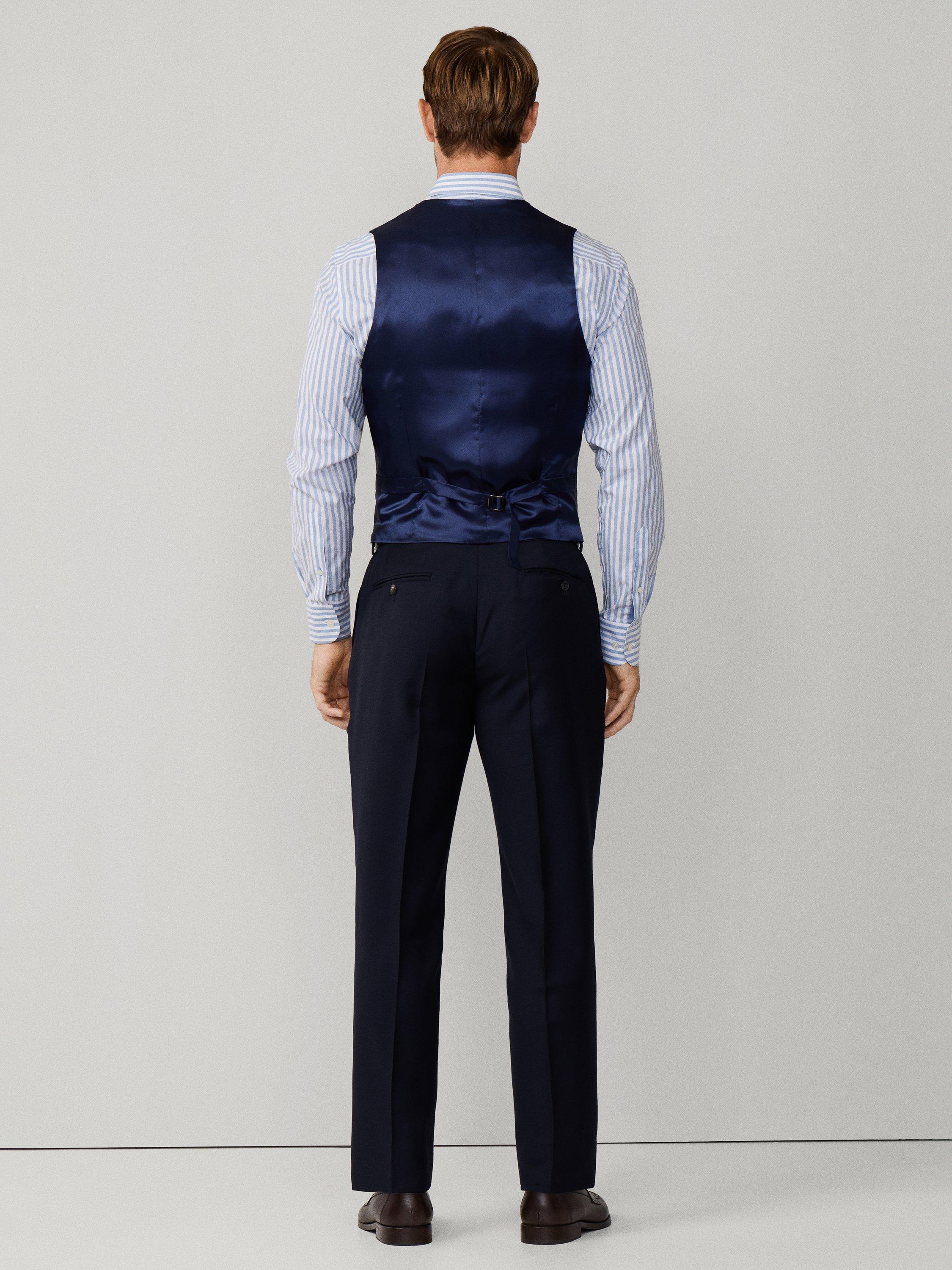 Product image 3 of 8, which shows Hackett London Clapham Block Wool Waistcoat, Midnight Blue, 36