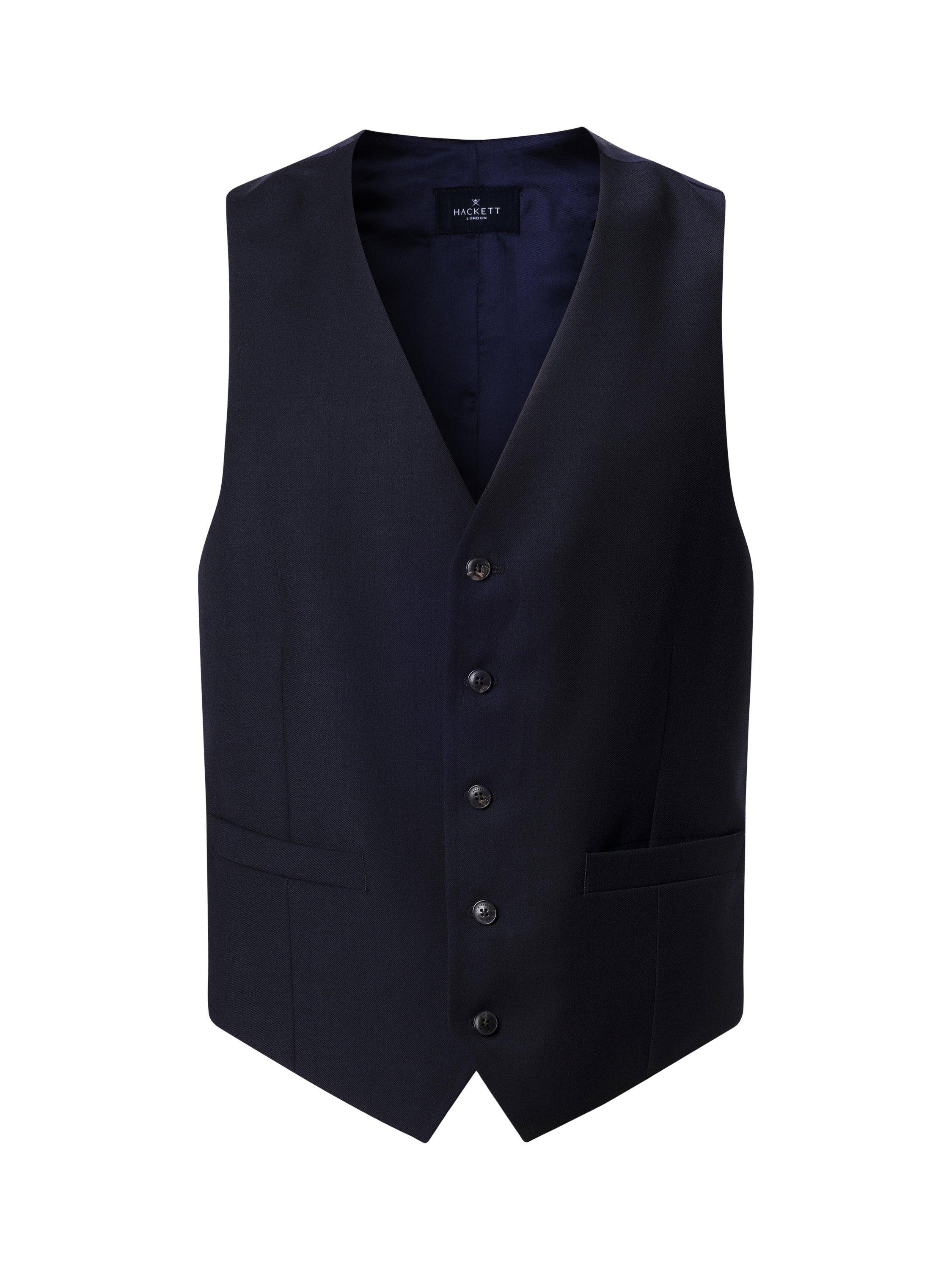 Product image 4 of 8, which shows Hackett London Clapham Block Wool Waistcoat, Midnight Blue, 36