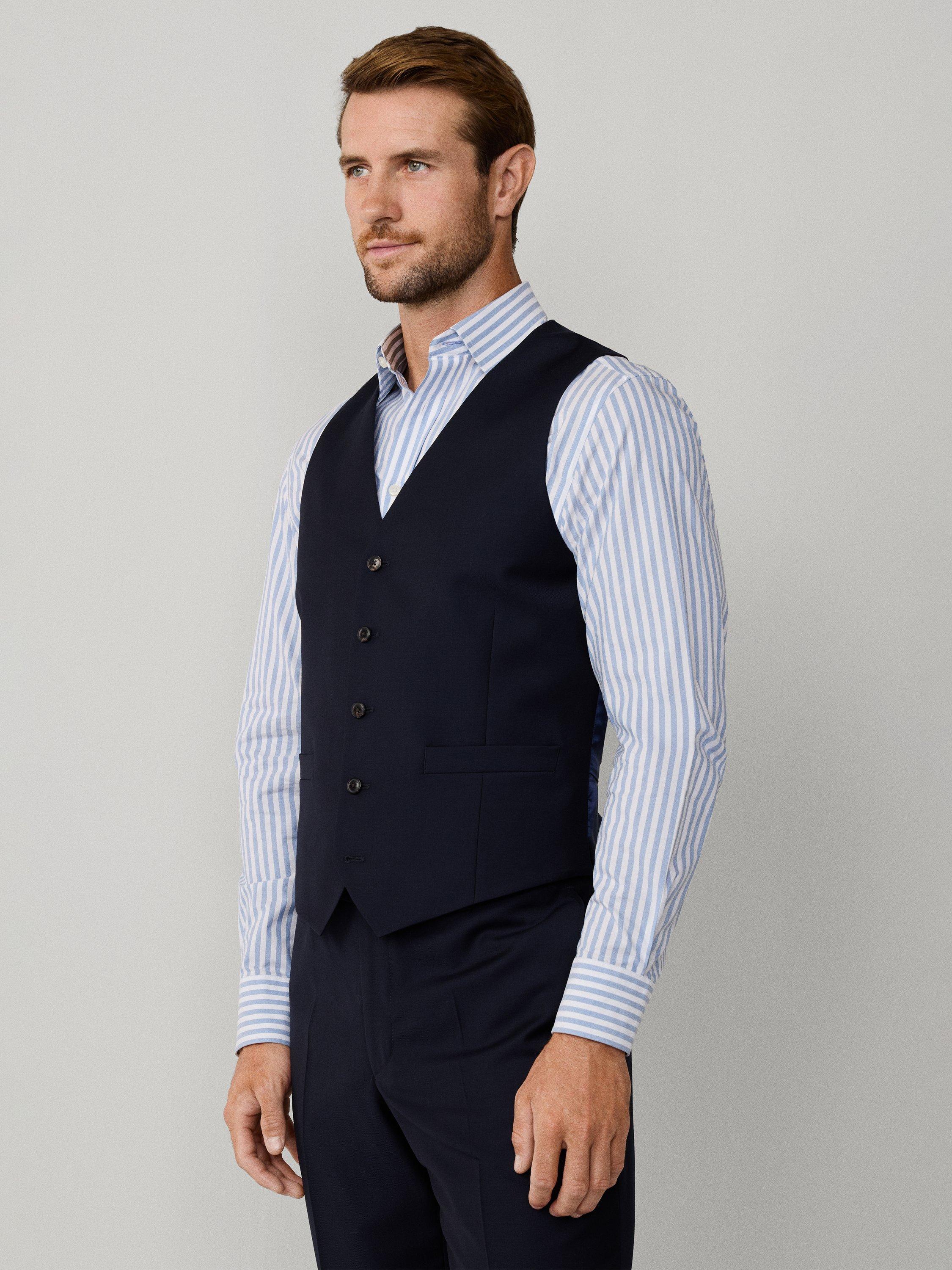 Product image 6 of 8, which shows Hackett London Clapham Block Wool Waistcoat, Midnight Blue, 36
