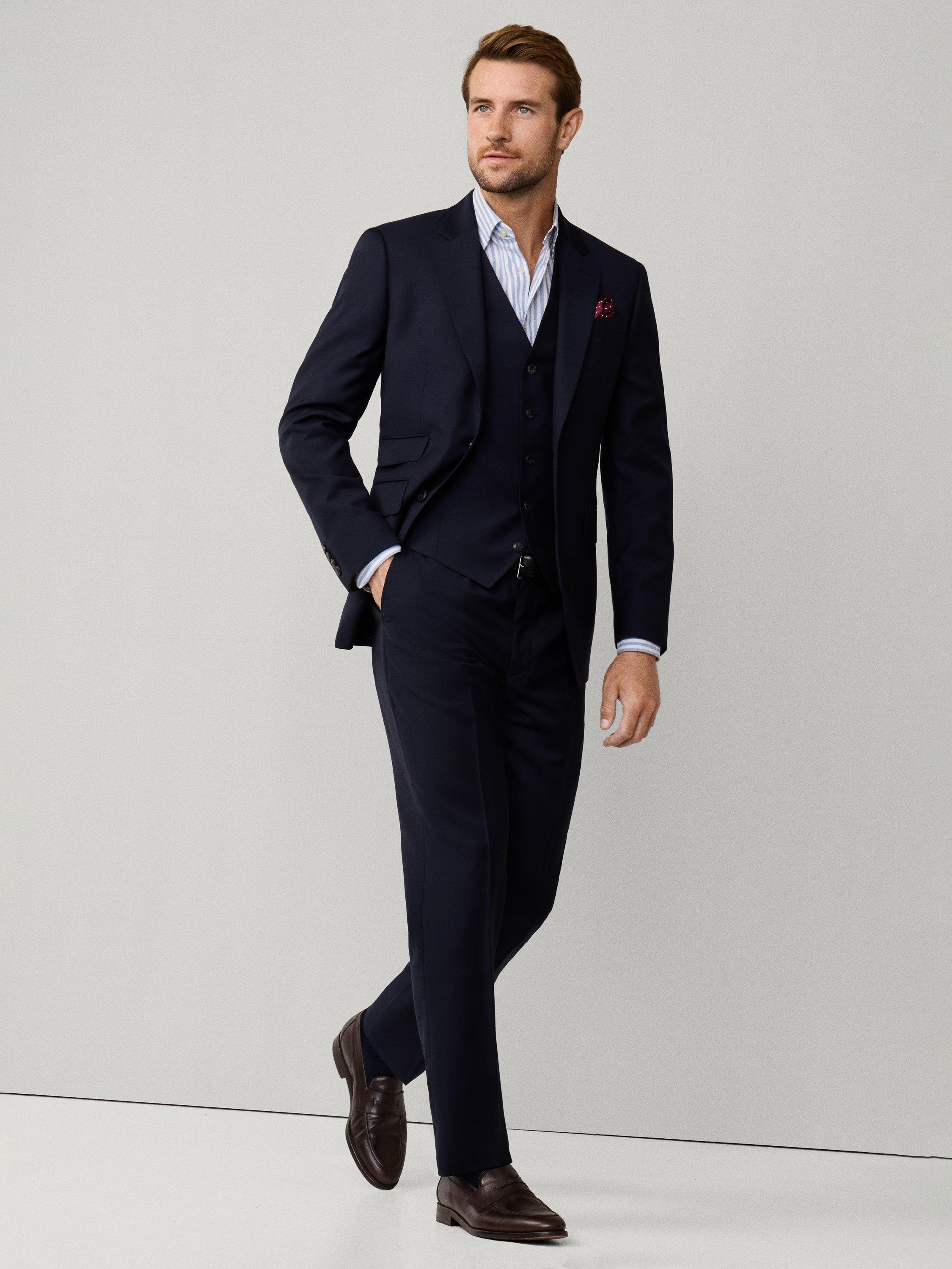 Product image 7 of 8, which shows Hackett London Clapham Block Wool Waistcoat, Midnight Blue, 36