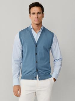 Hackett London Merino Wool Knitted Vest, Thames Blue, Thames Blue