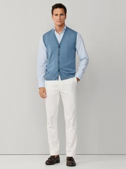 Hackett London Merino Wool Knitted Vest, Thames Blue - view 2, Thames Blue