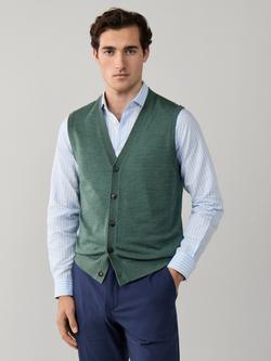 Hackett London Regular Fit Pure Wool Waistcoat, Army Green, Army Green