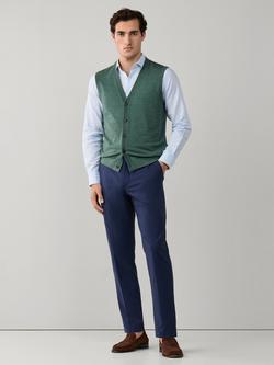 Hackett London Regular Fit Pure Wool Waistcoat, Army Green - view 2, Army Green