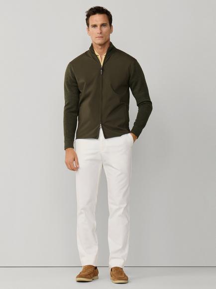Hackett London Merino Wool Travel Hybrid Full Zip Jacket - view 2, Army Green