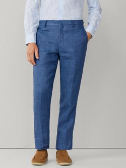 Hackett London Straight Fit Linen Trousers, Blue, Blue