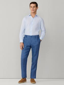 Hackett London Straight Fit Linen Trousers, Blue - view 2, Blue