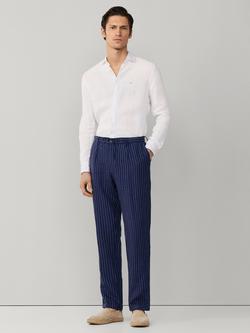 Hackett London Linen Stripe Relaxed Fit Regent Chinos, Navel Blue - view 2, Naval Blue