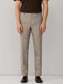 Hackett London Straight Fit Linen Trousers, Taupe Beige, Taupe Beige