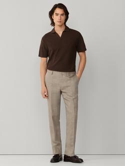 Hackett London Straight Fit Linen Trousers, Taupe Beige - view 2, Taupe Beige