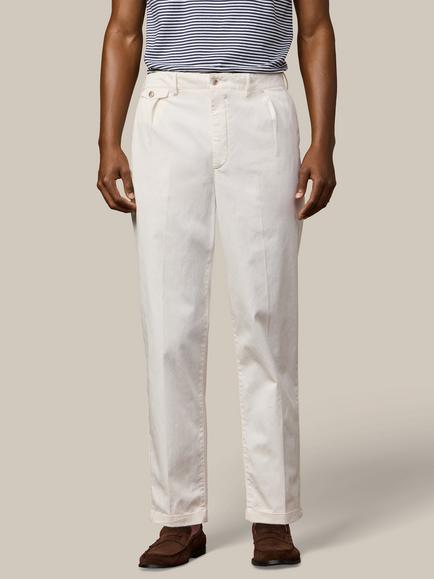 Hackett London Heritage Fulham Relaxed Tapered Fit Trousers, Off White, Off White