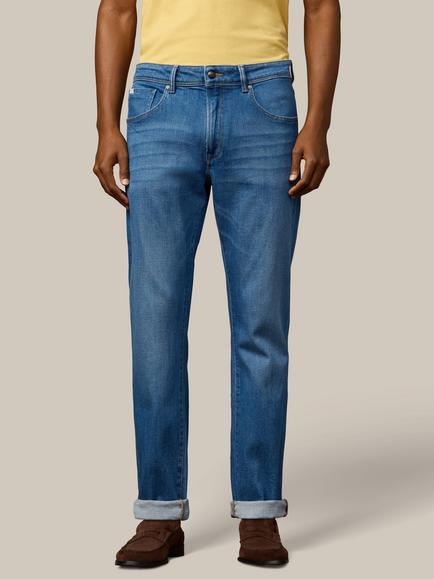 Hackett London Heritage Newburg Classic Fit Vintage Wash Jeans, Denim Blue, Denim Blue