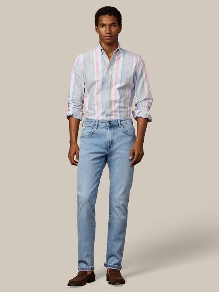 Hackett London Heritage Newburg Classic Fit Stretch Denim Jeans, Denim Blue - view 2, Denim Blue