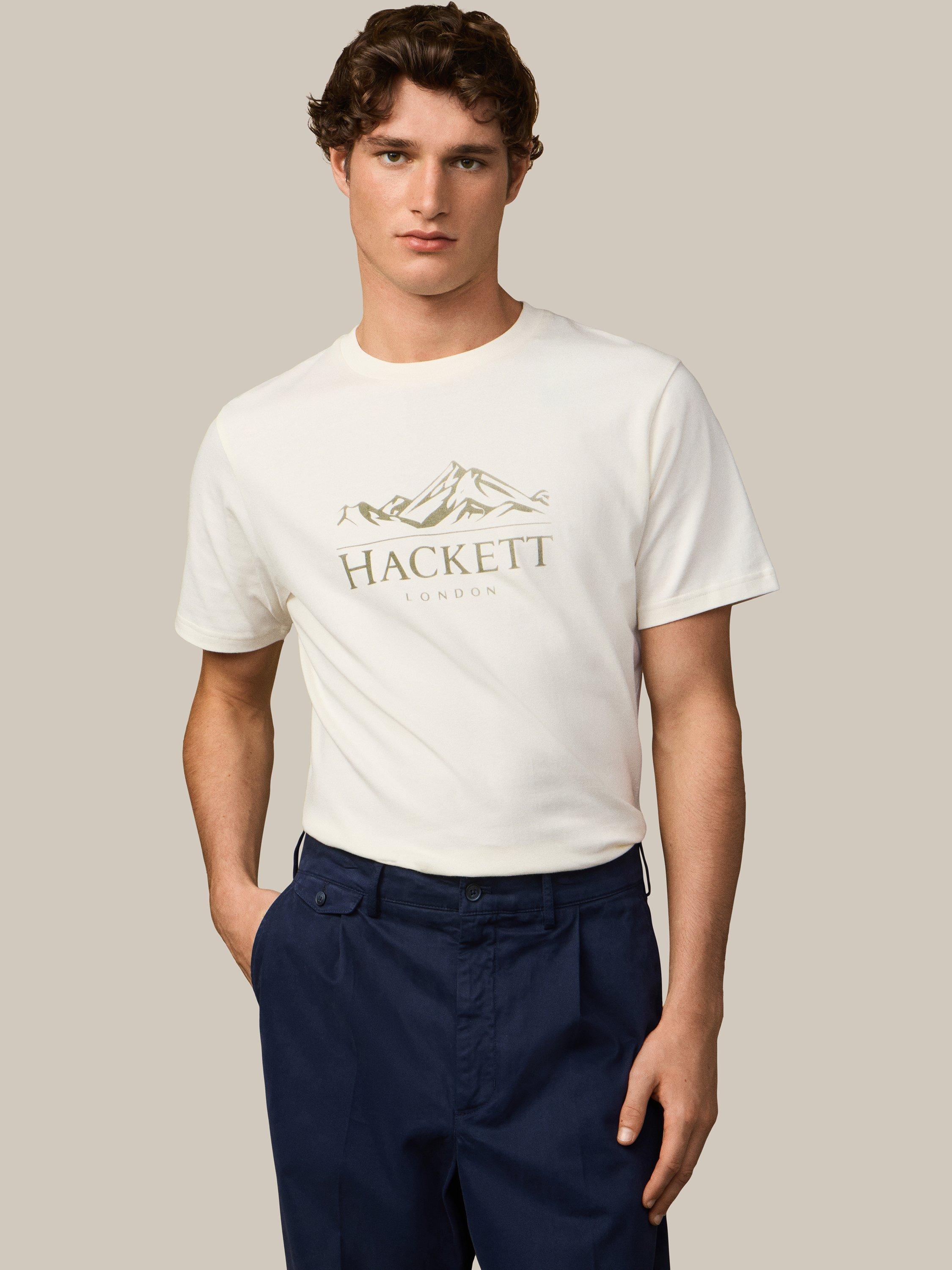 Product image 1 of 7, which shows Hackett London Classic Fit Peaks T-Shirt, Off White, XS