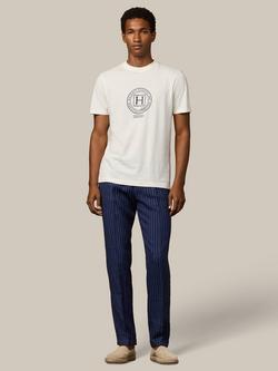 Hackett London Linen Blend Regular Fit Short Sleeve Logo T-Shirt, Off White - view 2, Off White