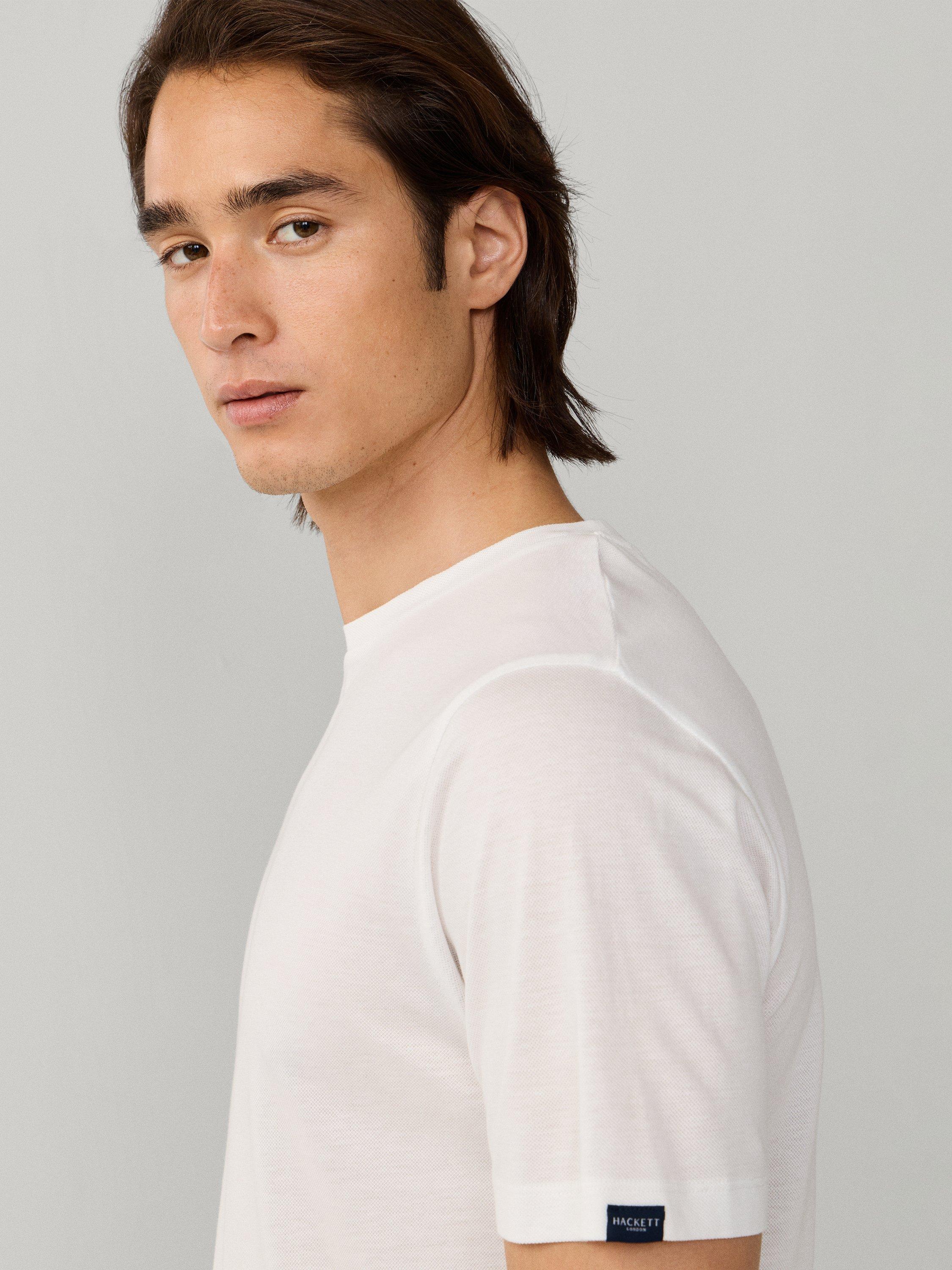 Product image 5 of 8, which shows Hackett London Regular Fit Short Sleeve T-Shirt, Optic White, XS