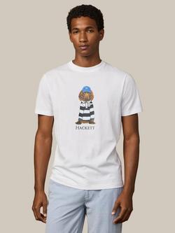 Hackett London Cotton Regular Fit Short Sleeve Dog Graphic T-Shirt, Optic White, Optic White