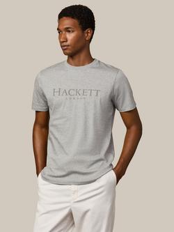 Hackett London Cotton Regular Fit Short Sleeve T-Shirt, Light Grey Marl