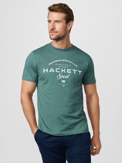 Hackett London Cotton Regular Fit Short Sleeve Sport Graphic T-Shirt, Sage Green, Sage Green