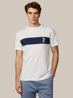 Hackett London Cotton Regular Fit Short Sleeve No. Stripe T-Shirt, Off White