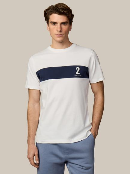 Hackett London Heritage Regular Fit Short Sleeve No. Stripe T-Shirt, Off White