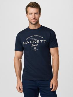 Hackett London Cotton Regular Fit Short Sleeve Sport Graphic T-Shirt, Navy, Navy