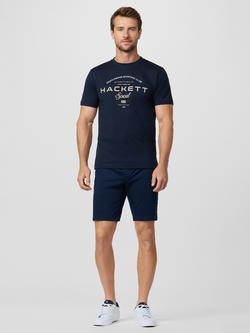 Hackett London Cotton Regular Fit Short Sleeve Sport Graphic T-Shirt, Navy - view 2, Navy