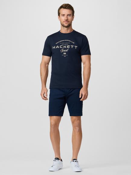 Hackett London Cotton Regular Fit Short Sleeve Sport Graphic T-Shirt, Navy - view 2, Navy
