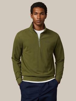 Hackett London Cotton Quarter-Zip Sweatshirt, Old Navy, Moss Green