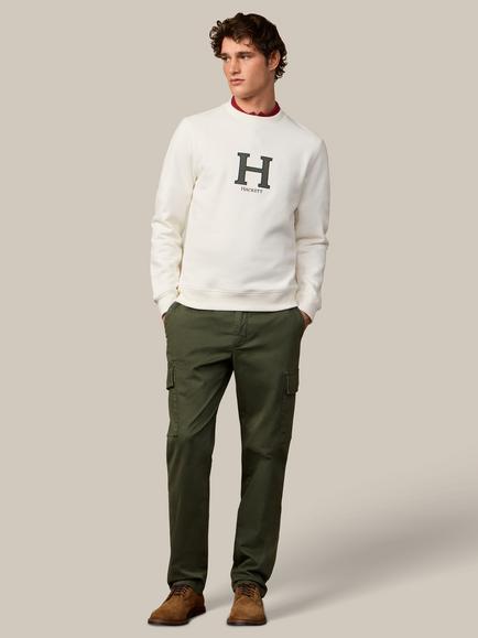 Hackett London Heritage Crew Neck Cotton Blend Sweatshirt, Off White - view 2, Off White