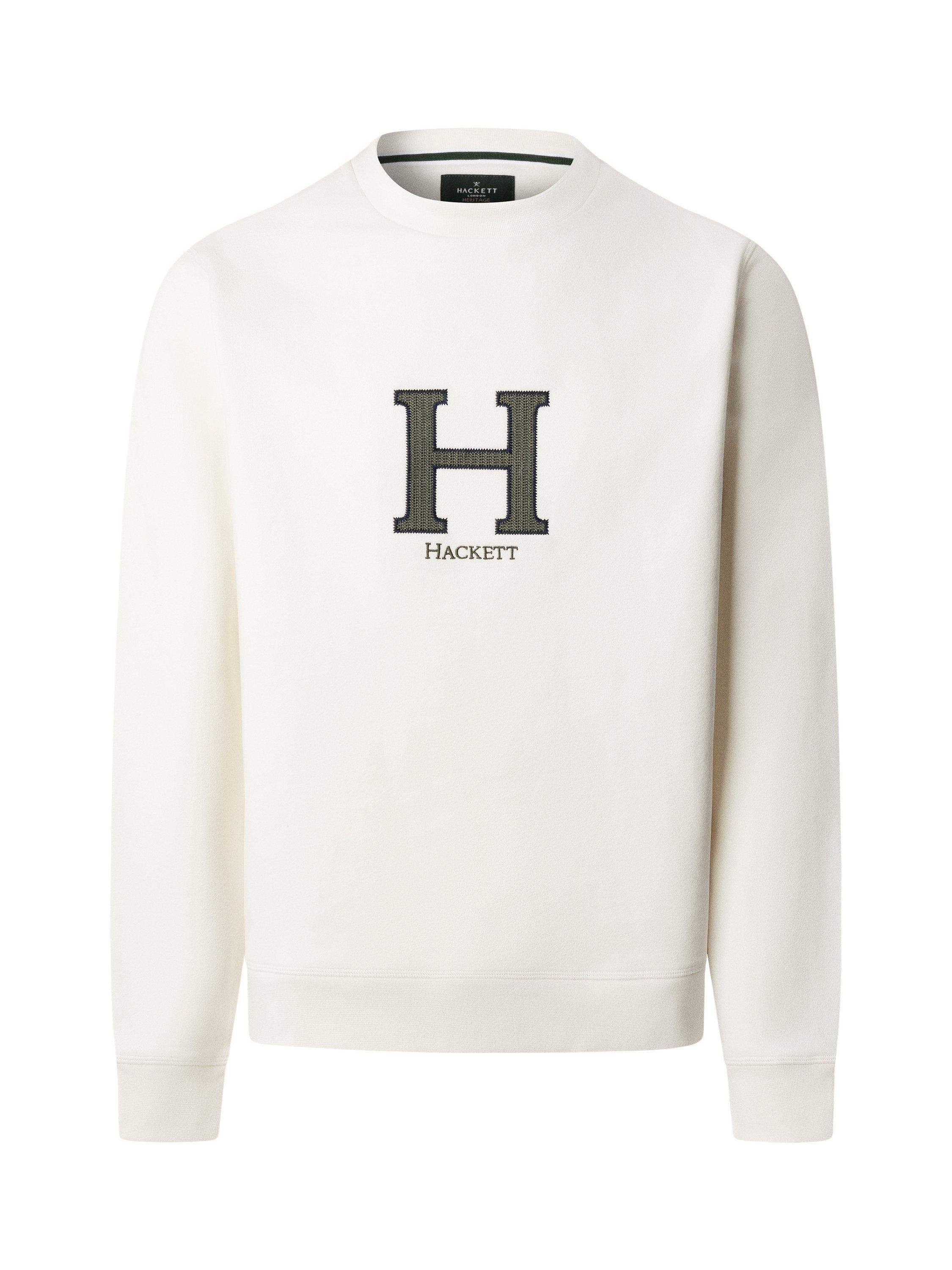Product image 4 of 8, which shows Hackett London Cotton Blend Crew Neck Sweatshirt, Off White, XXXL