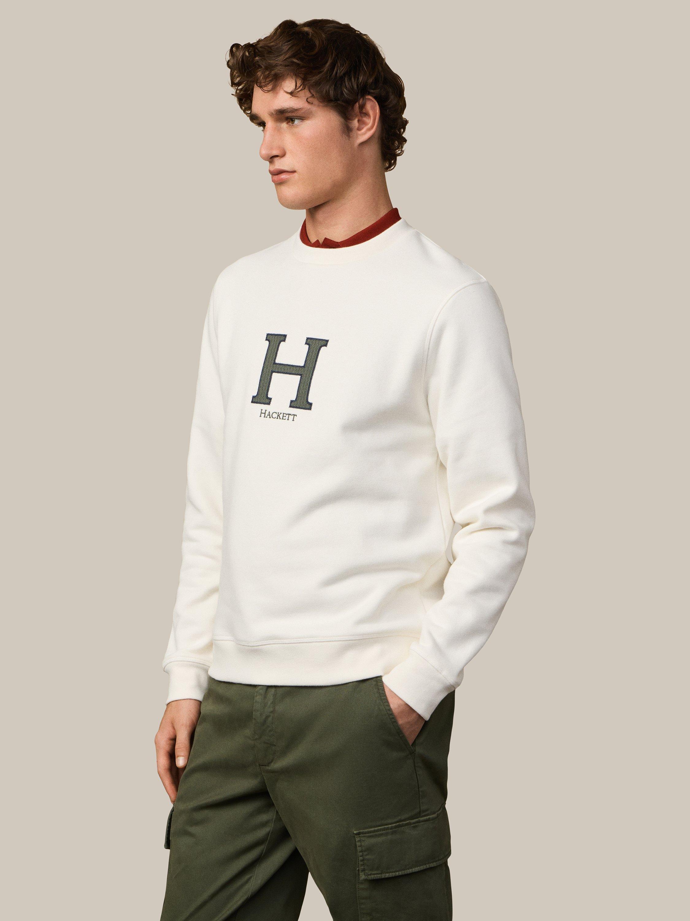 Product image 7 of 8, which shows Hackett London Cotton Blend Crew Neck Sweatshirt, Off White, XXXL