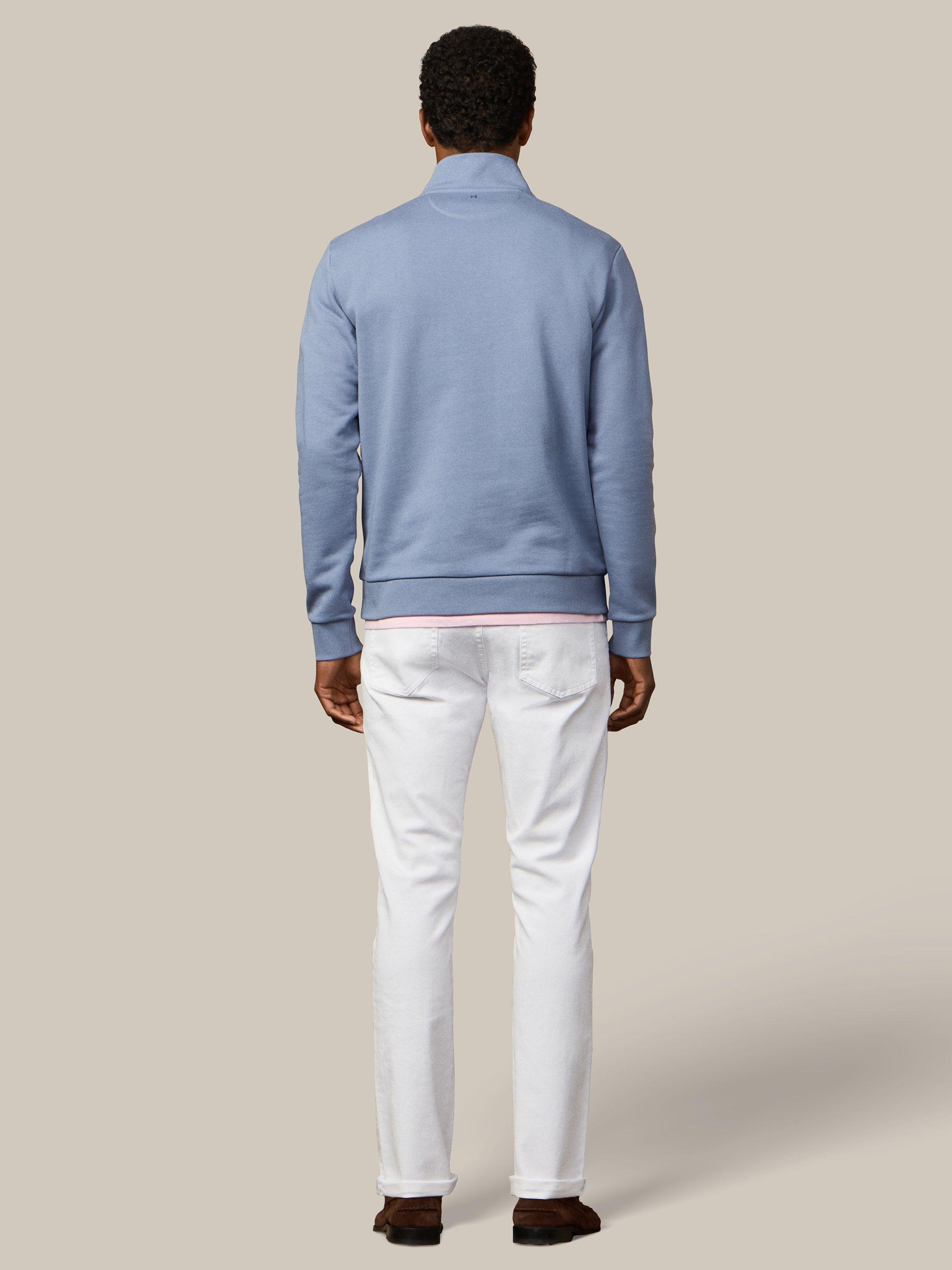 Product image 3 of 5, which shows Hackett London Quarter-Zip Cotton Sweatshirt, Thames Blue, XXXL