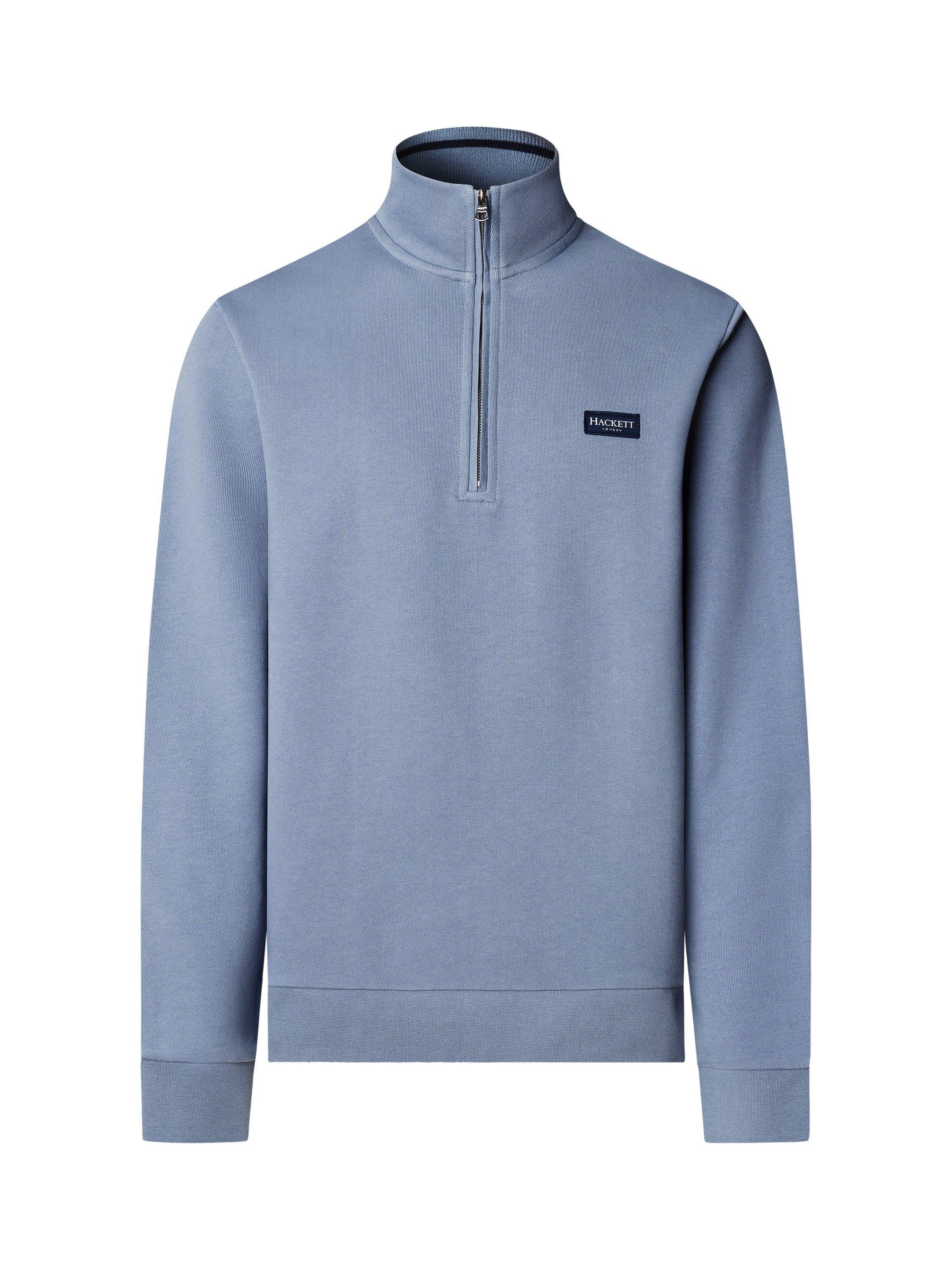 Product image 4 of 5, which shows Hackett London Quarter-Zip Cotton Sweatshirt, Thames Blue, XXXL