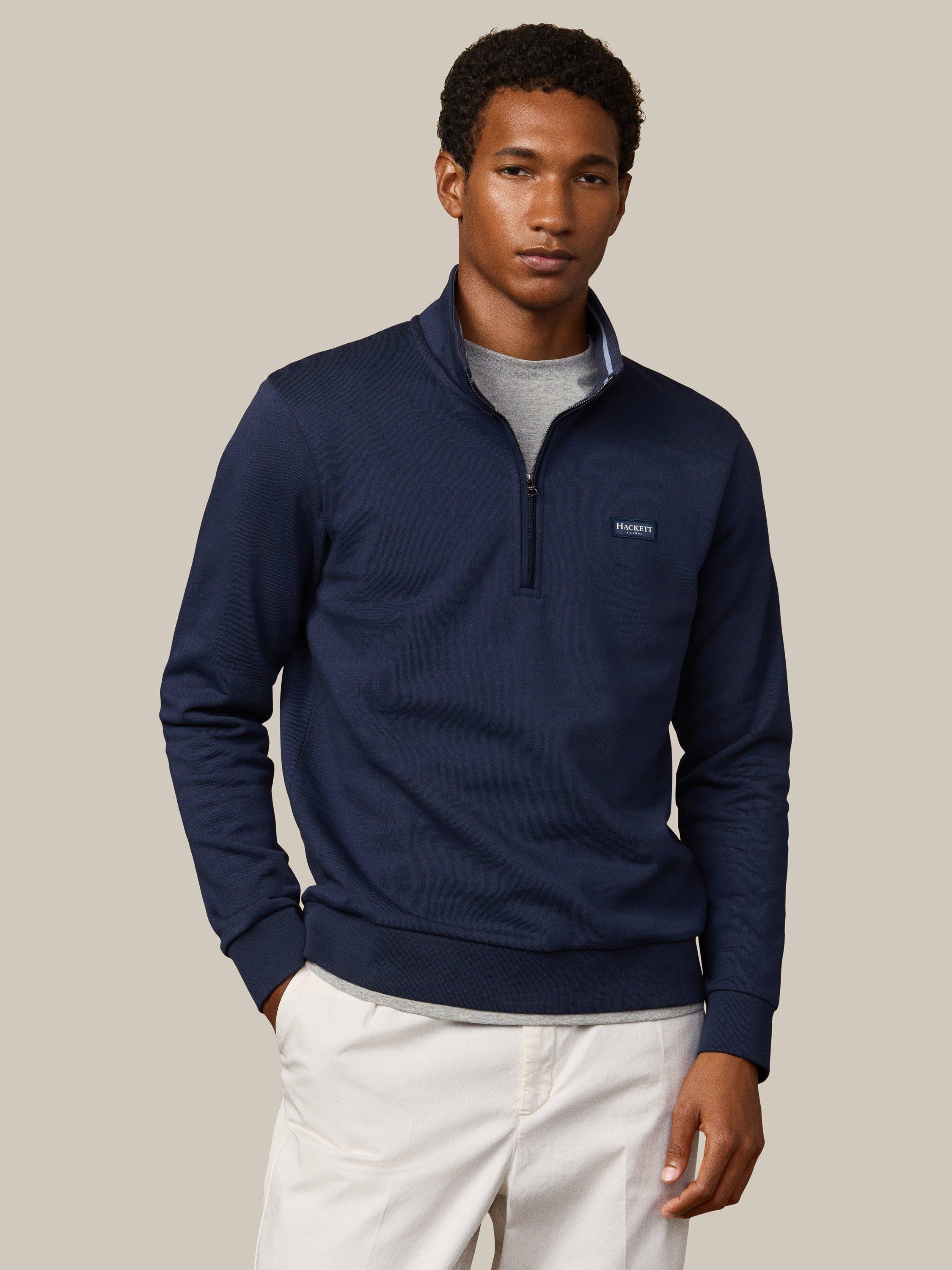 Product image 1 of 8, which shows Hackett London Quarter-Zip Cotton Sweatshirt, Old Navy, XS