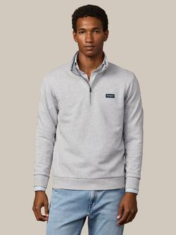 Hackett London Quarter-Zip Cotton Sweatshirt, Light Grey Marl
