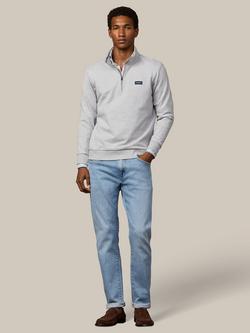 Hackett London Quarter-Zip Cotton Sweatshirt - view 2, Light Grey Marl