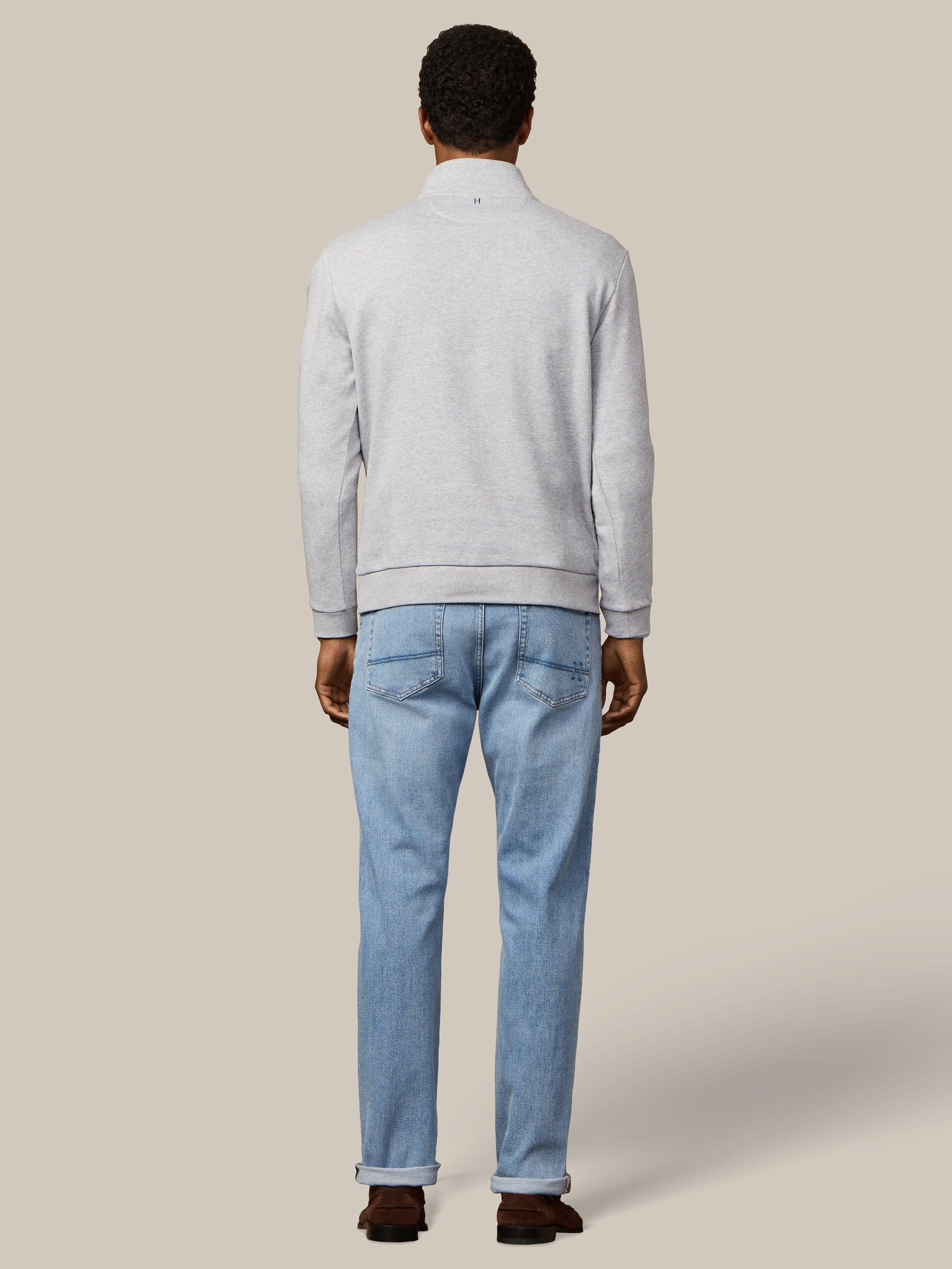 Product image 3 of 8, which shows Hackett London Quarter-Zip Cotton Sweatshirt, Light Grey Marl, XS