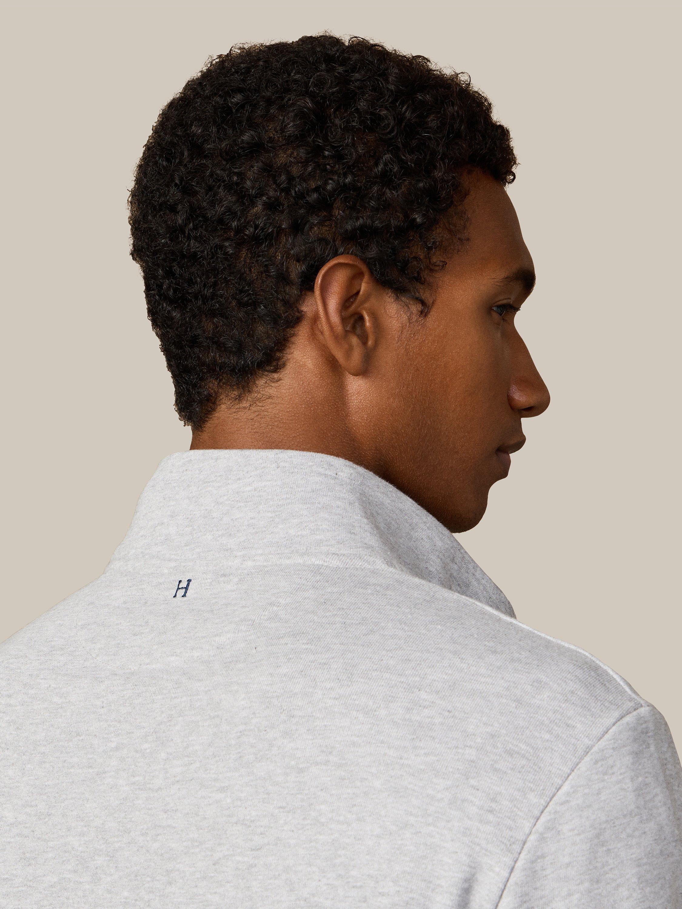 Product image 6 of 8, which shows Hackett London Quarter-Zip Cotton Sweatshirt, Light Grey Marl, XS