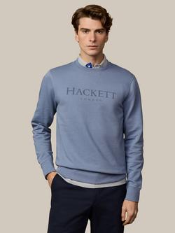 Hackett London Cotton Heritage Logo Sweatshirt, Thames Blue