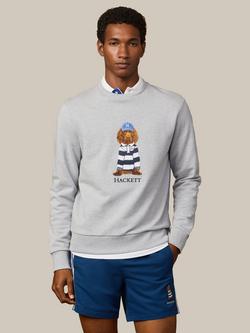 Hackett London Cotton Crew Neck Sweatshirt, Light Grey Marl, Light Grey Marl