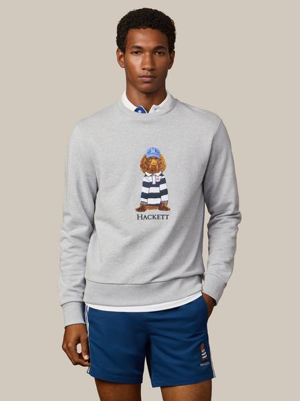 Hackett London Heritage Crew Neck Cotton Sweatshirt, Light Grey Marl, Light Grey Marl