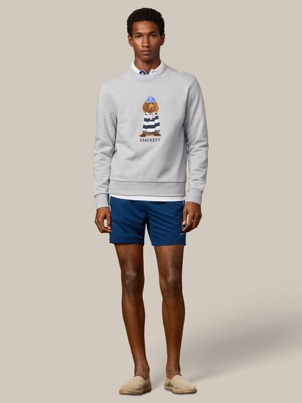 Hackett London Heritage Crew Neck Cotton Sweatshirt, Light Grey Marl - view 2, Light Grey Marl